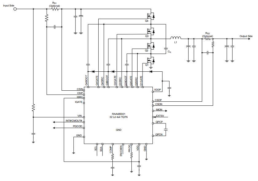 应用电路图 - Renesas Electronics RAA48930x 3级同步降压控制器